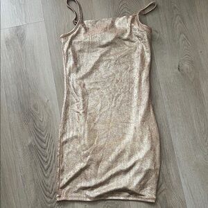 Metallic Rose Gold Slip Dress